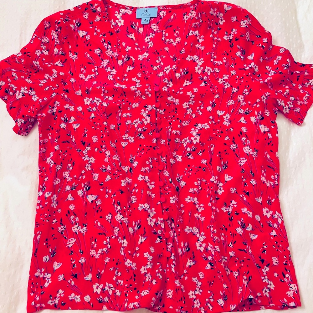 CeCe hot pink top with small flowers